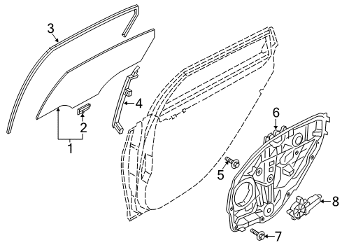 2015 Hyundai Genesis Rear Door Run-Rear Door Window Glass, LH Diagram for 83530-B1000