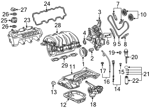 2007 Chrysler Crossfire Engine Parts, Mounts, Cylinder Head & Valves, Camshaft & Timing, Oil Pan, Oil Pump, Balance Shafts, Crankshaft & Bearings, Pistons, Rings & Bearings Gasket-Oil Fill Cap Diagram for 5080088AA