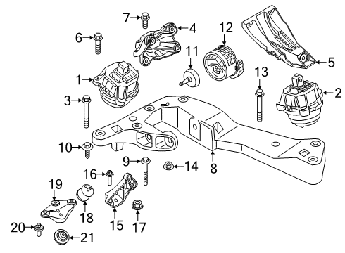 2020 BMW M760i xDrive Automatic Transmission Engine Mount Bracket Left Diagram for 22116866153