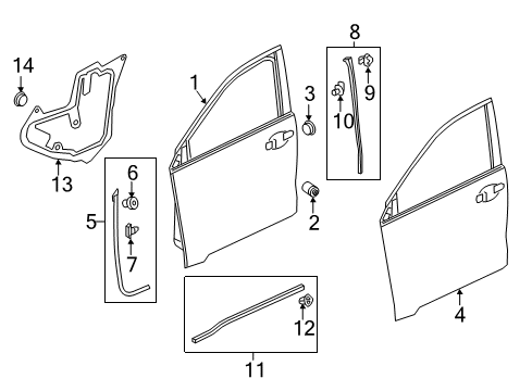 2019 Honda HR-V Front Door Sub Seal, L FR Doo Diagram for 72367-T7W-A01