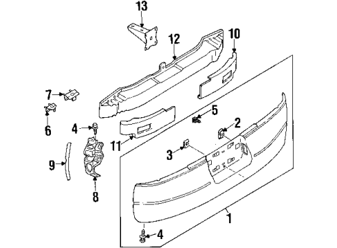 1995 Nissan Altima Rear Bumper Screw Diagram for 01461-00611