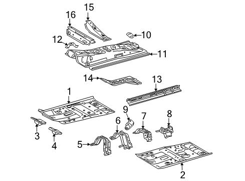 2008 Toyota Yaris Pillars, Rocker & Floor - Floor & Rails Front Floor Pan Diagram for 58112-52904
