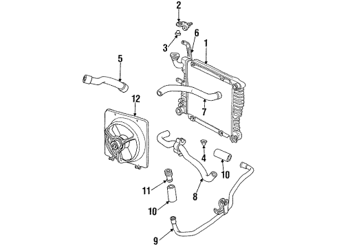1987 Dodge Daytona Cooling System, Radiator, Cooling Fan Tube-THERMO Water By-Pass Diagram for 4273486
