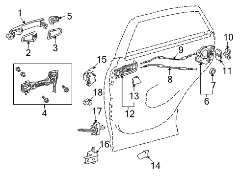 2014 Lexus RX350 Rear Door Door Outside Handle Assembly, Right Diagram for 69210-0E050-A1
