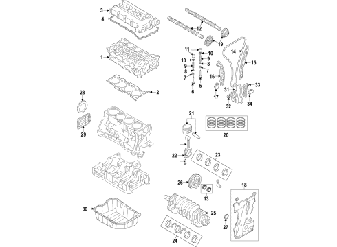 2017 Hyundai Sonata Engine Parts, Mounts, Cylinder Head & Valves, Camshaft & Timing, Variable Valve Timing, Oil Pan, Oil Pump, Balance Shafts, Crankshaft & Bearings, Pistons, Rings & Bearings Bracket Assembly-Roll Rod Diagram for 21950-D4400