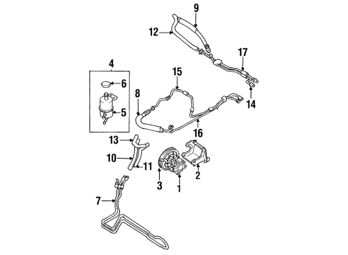 1998 Dodge Avenger P/S Pump & Hoses, Steering Gear & Linkage Line Oil Pump Suction Diagram for MB910638