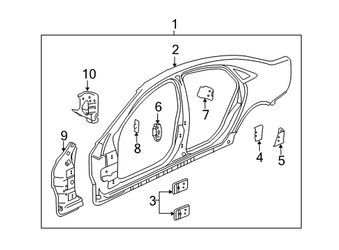 2016 Chevrolet Caprice Uniside Hinge Pillar Reinforcement Diagram for 92257146