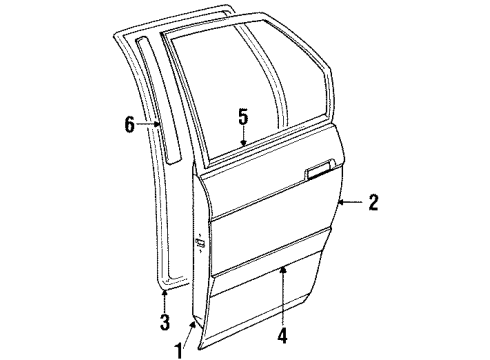 1992 Nissan Sentra Rear Door & Components, Exterior Trim Seal-Rear Door Partition, RH Diagram for 82828-50Y00