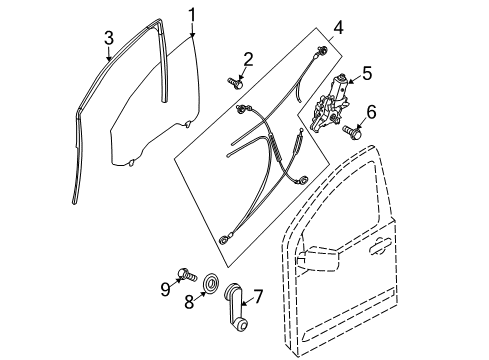 2007 Nissan Titan Front Door Glass Assembly-Door Window, RH Diagram for 80300-7S000