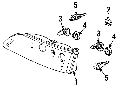 1995 Mercury Grand Marquis Headlamps Composite Headlamp Diagram for F5MY-13008-A