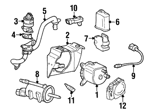 1998 Pontiac Firebird Emission Components Pipe Asm-Pcv Valve Diagram for 12560692
