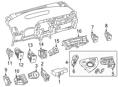 2012 Toyota Prius Plug-In Fuel Door Seat Heat Switch Diagram for 84751-47040