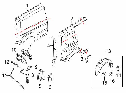 2014 Ford Transit Connect Fuel Door Wheelhouse Liner Diagram for DT1Z-61278B50-F