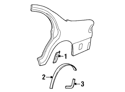 1998 Lincoln Continental Exterior Trim - Quarter Panel Body Side Molding Diagram for 1F3Z-5429077-PTM