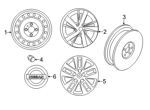 2013 Nissan Altima Wheels, Covers & Trim Disc Wheel Cap Diagram for 40315-3TM0B