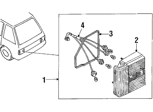 1988 Nissan Stanza Combination Lamps Lens Combination Lamp Diagram for 26557-29R00