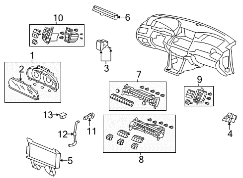 2010 Honda Accord Cluster & Switches, Instrument Panel Switch Assembly, Automatic Air Conditioner (Neutral Mat Gun Metallic) Diagram for 79630-TA0-A02ZB