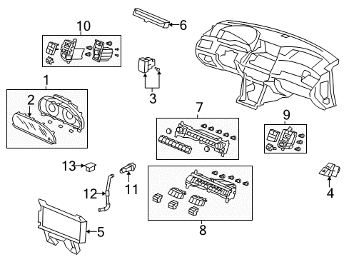 2010 Honda Accord Cluster & Switches, Instrument Panel Control Assy., Heater *NH699L* (NEUTRAL MAT GUN METALLIC) Diagram for 79500-TA0-C02ZC