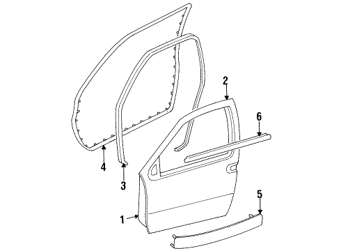 1996 Mercury Villager Door & Components, Exterior Trim Body Side Molding Diagram for YF5Z-1220879-APTM