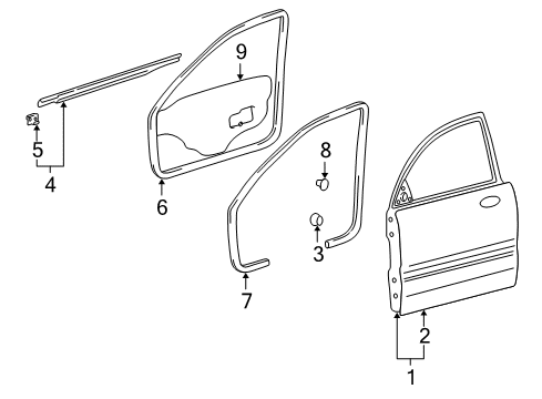 2001 Hyundai Sonata Front Door Weatherstrip Assembly-Front Door Belt Outside LH Diagram for 82210-38000