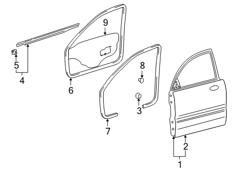 2001 Hyundai Sonata Front Door Weatherstrip-Front Door Body Side LH Diagram for 82110-38010-LT