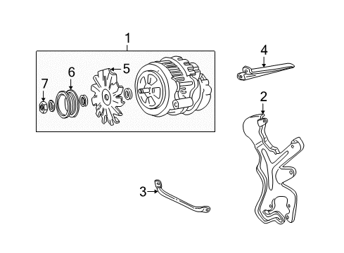 1997 GMC C3500 Alternator Bracket Asm-Generator Diagram for 10237279