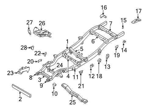 1999 Nissan Frontier Frame & Components Rear Engine Mounting Member Assembly Diagram for 11330-7Z300