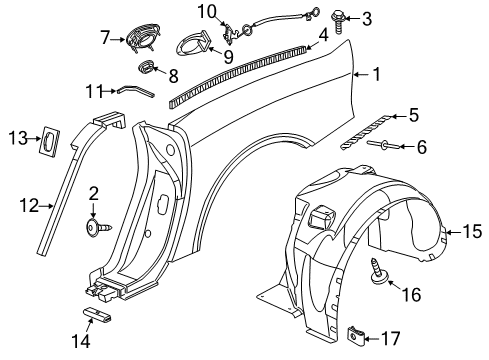 2015 Dodge Viper Quarter Panel & Components Nut Diagram for 6102244AA