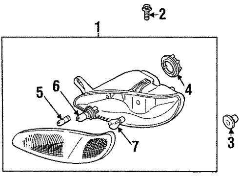 1999 Kia Sephia Bulbs Driver Side Headlight Assembly Diagram for 0K2AA51040