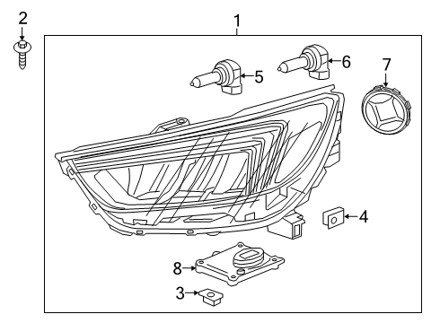 2020 Buick Encore Bulbs Composite Headlamp Diagram for 42698956