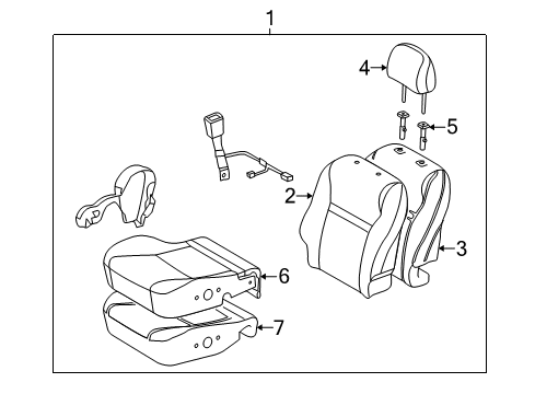 2009 Pontiac Vibe Front Seat Components Pad, Driver Seat Cushion Diagram for 19184959