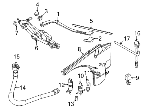 2008 BMW 328i Wiper & Washer Components Windshield Cleaning Container Diagram for 61667238666