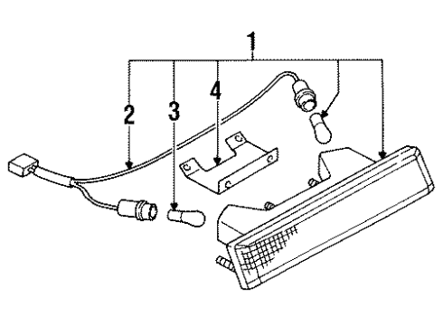 1988 Nissan Sentra High Mount Lamps High Mounting Stop Lamp Socket Assembly Diagram for 26597-57A10