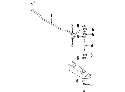 1990 Nissan D21 Stabilizer Bar & Components - Front Clamp Dust Cover Upper Diagram for 54614-01G00