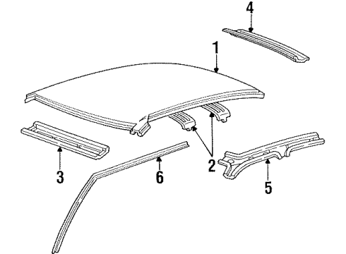 1994 Mercury Grand Marquis Roof & Components Roof Panel Diagram for XW3Z-5450202-AA