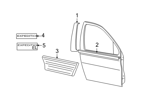 2012 Ford Expedition Exterior Trim - Front Door Body Side Molding Diagram for 7L1Z-7820878-BA