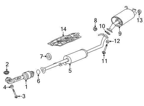 2012 Honda CR-V Exhaust Components Silencer Complete, Exhaust Diagram for 18307-T0A-A03