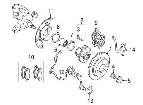 2004 Infiniti M45 Front Brakes Sensor Assembly-Anti SKID, Front RH Diagram for 47910-AG060