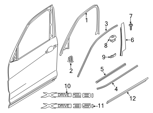 2016 BMW X4 Exterior Trim - Front Door Channel Cover, Exterior, Door, Front Left Diagram for 51337364753