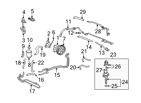 2002 Acura TL P/S Pump & Hoses, Steering Gear & Linkage Tube, Suction Diagram for 53731-S3M-A00