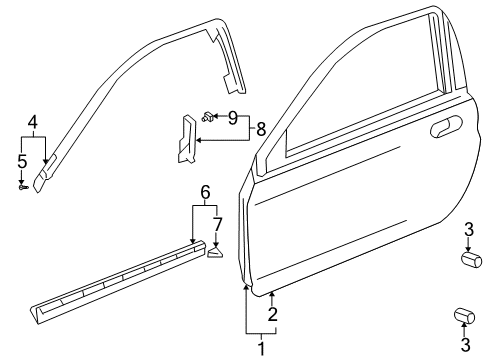 2003 Honda Insight Door & Components Seal, L. FR. Door Sill (Lower) Diagram for 72475-S3Y-003