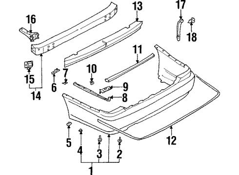 1997 Infiniti Q45 Rear Bumper Nut Diagram for 01221-00341