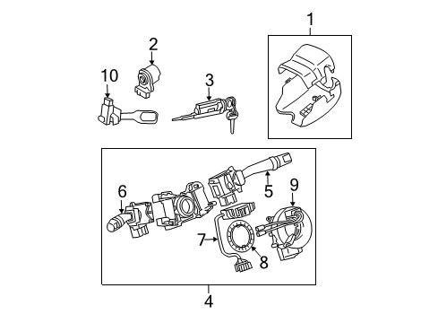 2005 Toyota 4Runner Shroud, Switches & Levers Combo Switch Diagram for 84310-35A10