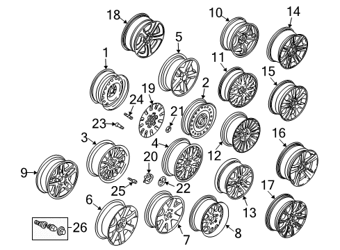 2003 BMW 325i Wheels Wheel Cover Diagram for 36136768642