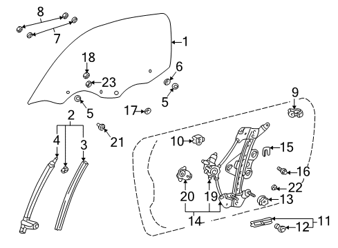 2002 Toyota MR2 Spyder Door & Components Run Channel Diagram for 68141-14100