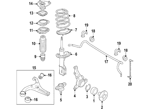 2007 Hyundai Accent Front Suspension Components, Lower Control Arm, Stabilizer Bar Bar Assembly-Front Stabilizer Diagram for 54801-1G100