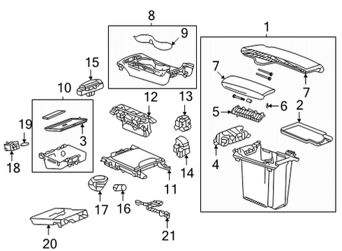 2022 Buick Envision Center Console Compartment Diagram for 84911691