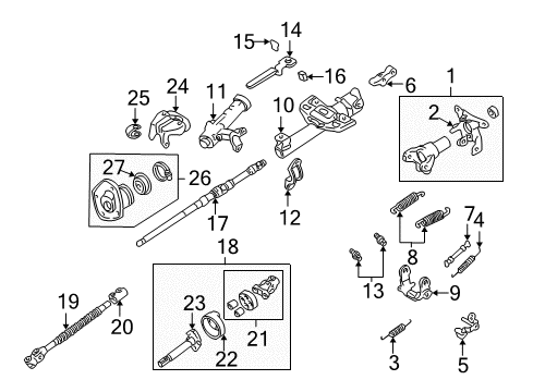 1998 Toyota Land Cruiser Steering Column & Wheel, Steering Gear & Linkage Bracket Assy, Steering Column, Upper Diagram for 45280-60460