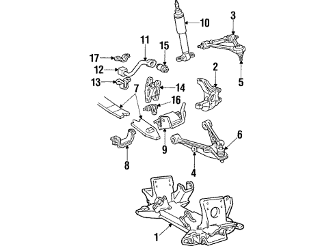 1989 Chevrolet Corvette Front Suspension Components, Lower Control Arm, Upper Control Arm, Ride Control, Stabilizer Bar Steering Knuckle (L.H.) Diagram for 14105147