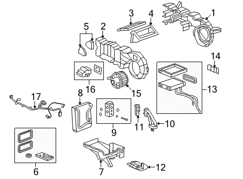 2009 Hummer H2 A/C Evaporator & Heater Components Actuator Diagram for 19130388